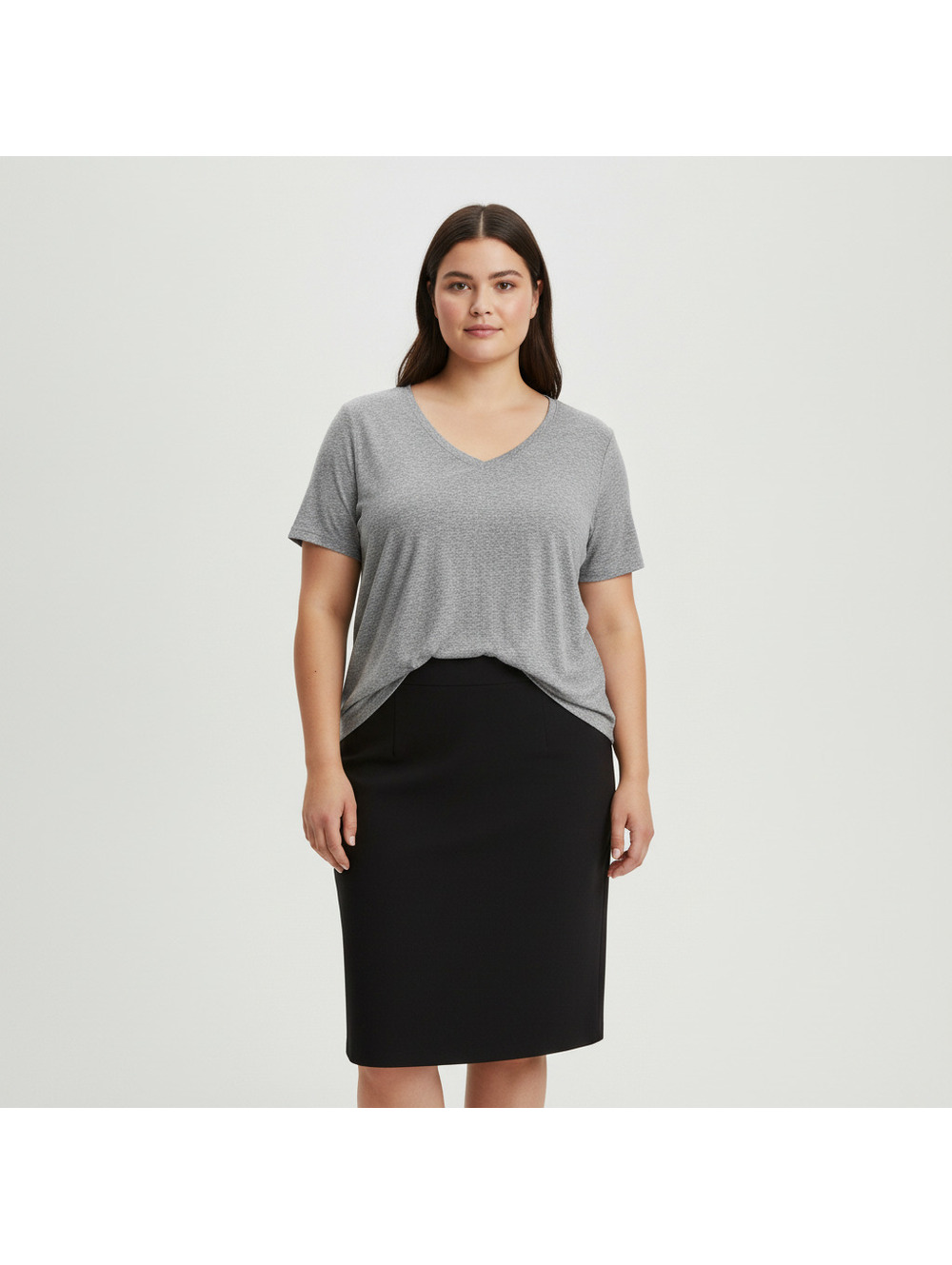 AVA & VIV Women's Plus Size 4X Gray V-Neck Short Sleeve T-Shirt